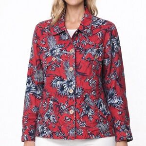 Appleseed's Button Front Floral Pattern Jacket
